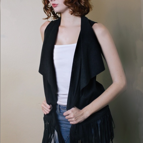 Decree- Boho Faux Suede Vest with Fringe - Picture 3 of 9